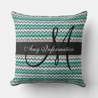 Monogram Chevron Burlap Rustic #39 Kudde