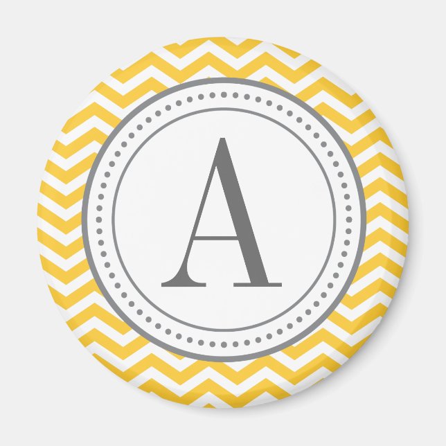 Monogram Chevron Magnet - gult och grått (Framsidan)