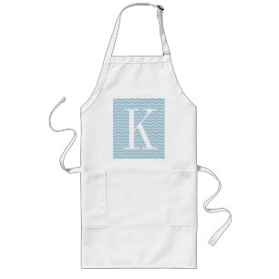 Monogram chevron zigzag long apron för manar och k långt förkläde