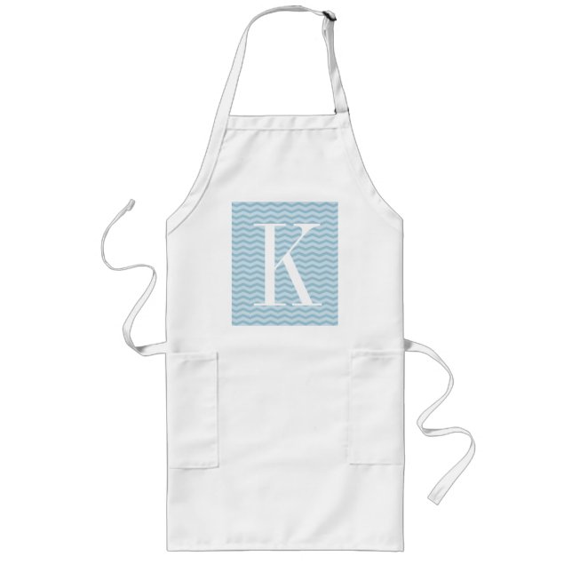 Monogram chevron zigzag long apron för manar och k långt förkläde (Framsidan)