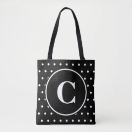 Monogram Chic Black White Polka dots Tygkasse