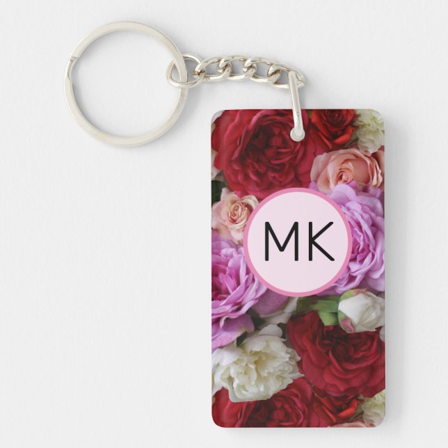 Monogram Chic Blommigt Rosa och Röda blommor (Framsidan)