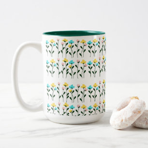 Monogram chic Blommönster Två-Tonad Mugg