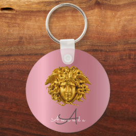 Monogram Chic Couture Guld Medusa Mask Roséguld Nyckelring