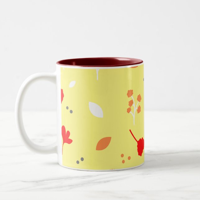 Monogram Chic Flower Rosa Gift Två-Tonad Mugg (Vänster)