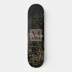 Monogram Chic Guld Konfetti-Personlig Mini Skateboard Bräda 18,5 Cm