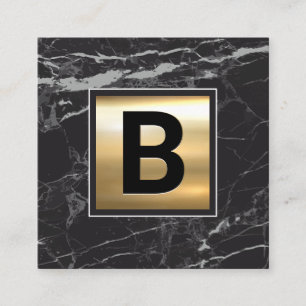 Monogram CHIC GULD METALL Svart marmor Fyrkantigt Visitkort