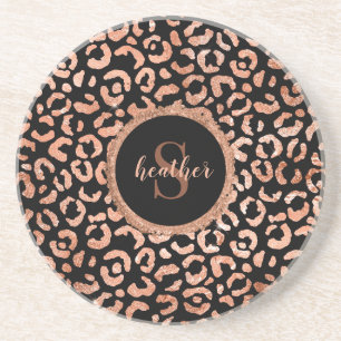 Monogram Chic Leopard Animal Print Underlägg