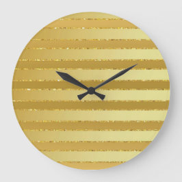 Monogram Chic Randig Guld Glitter   Stor Klocka