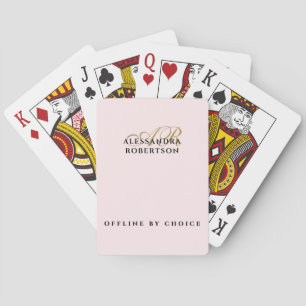 Monogram Chic Rolig Inspirerande Pastell Rosa Guld Casinokort