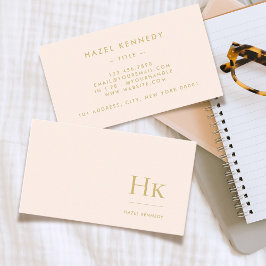Monogram | Chic  Rosa Guld Enkel Elegant Visitkort