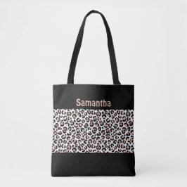 Monogram Chic Roséguld och Svart Leopardsmink Tygkasse
