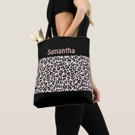 Monogram Chic Roséguld och Svart Leopardsmink Tygkasse