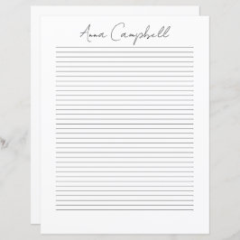 Monogram Chic Script Name Stationery Paper