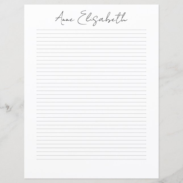 Monogram Chic Script Name Stationery Paper (Framsida)