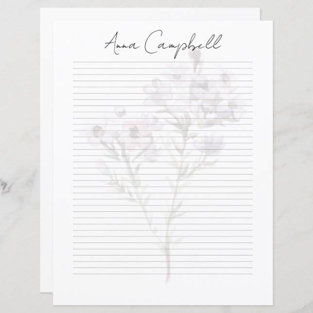 Monogram Chic Script Name Stationery Paper (Fram/baksida)