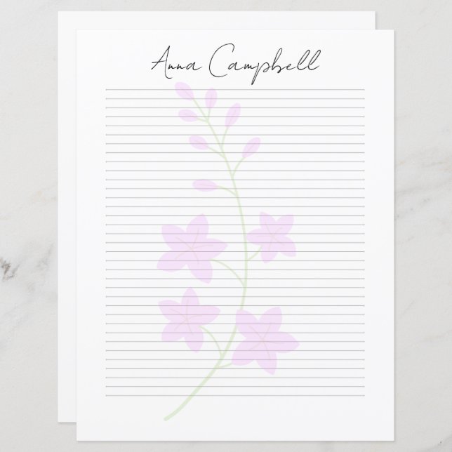 Monogram Chic Script Name Stationery Paper (Fram/baksida)