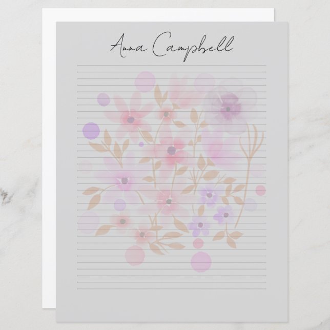 Monogram Chic Script Name Stationery Paper (Fram/baksida)