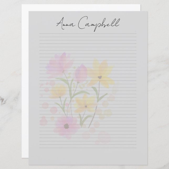 Monogram Chic Script Name Stationery Paper (Fram/baksida)