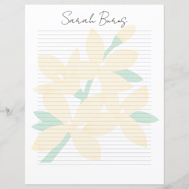 Monogram Chic Script Namn Brevpapper (Framsida)