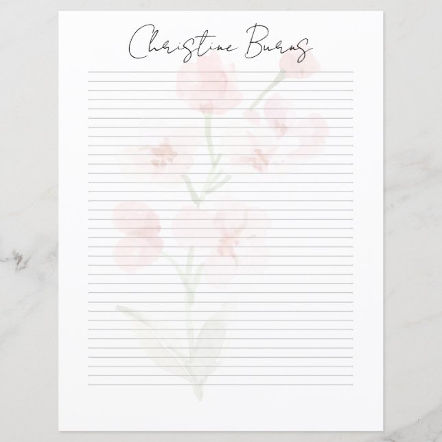Monogram Chic Script Namn Brevpapper (Framsida)