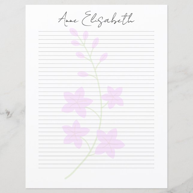 Monogram Chic Script Namn Brevpapper (Framsida)