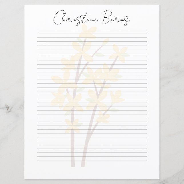 Monogram Chic Script Namn Brevpapper (Framsida)