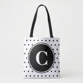 Monogram Chic White Black Polka dots Tygkasse