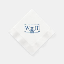 Monogram Chinoiserie Pagoda Diagonal Napkins