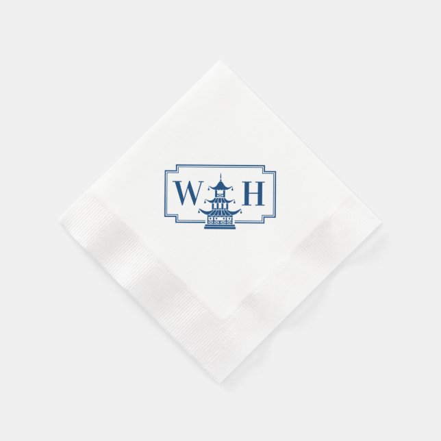 Monogram Chinoiserie Pagoda Diagonal Napkins Pappersservett (Hörn)