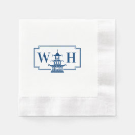 Monogram Chinoiserie Pagoda i Navy Napkins Pappersservett