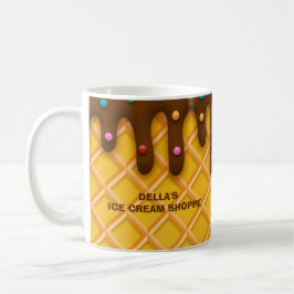 Monogram Chocolate Drip Waffle Sprinkle Ice Cream Kaffemugg