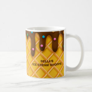 Monogram Chocolate Drip Waffle Sprinkle Ice Cream Kaffemugg