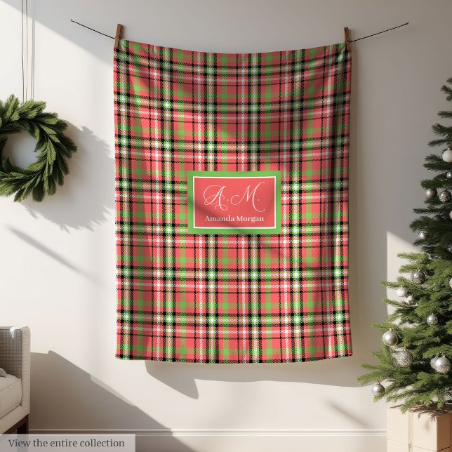 Monogram Christmas Blanket Classic Tartan Accent Fleecefilt (Monogram Christmas Blanket Classic Tartan Accent)