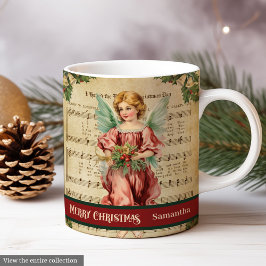 Monogram Christmas Mug Vintage Angel Table Decor Kaffemugg