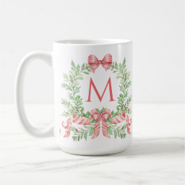 Monogram Christmas Wreath Kaffemugg
