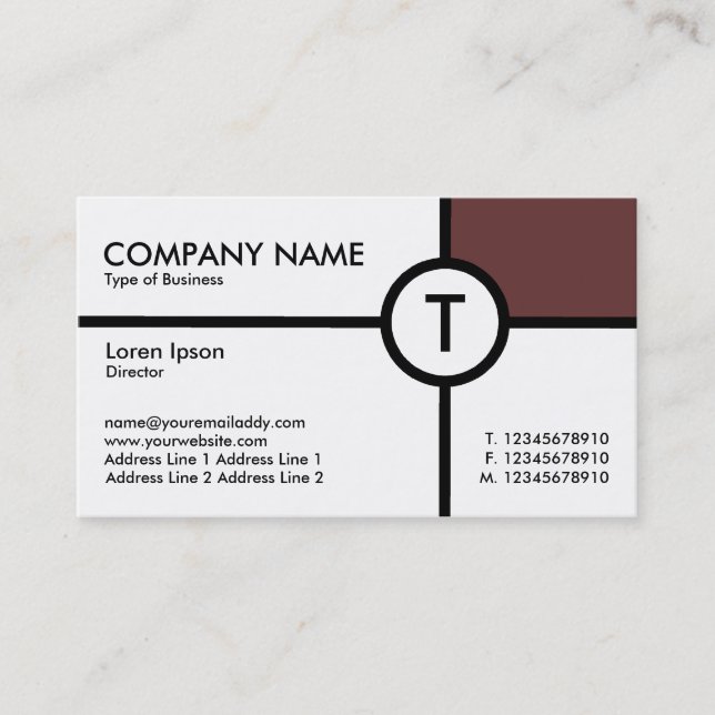 Monogram Circle Kor (Brown) - Vit Visitkort (Framsida)