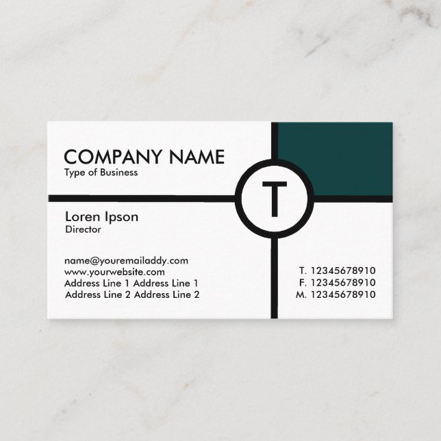 Monogram Circle Kor (Mörk grönt) - Vit Visitkort (Framsida)