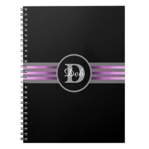 Monogram Circle Silhouette Black och Grått Rand Anteckningsbok