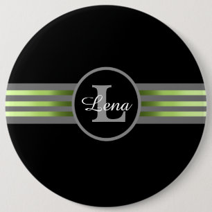 Monogram Circle Silhouette Black och Grått Rand Knapp
