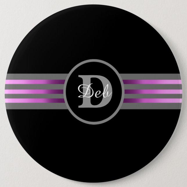 Monogram Circle Silhouette Black och Grått Rand Knapp (Framsida)