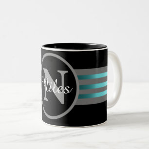 Monogram Circle Silhouette Black och Grått Rand Två-Tonad Mugg