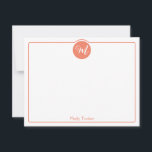 Monogram Circle Trendig Skrift Tjejig Anteckningskort<br><div class="desc">Den här söta designen har en enkel ram med en cirkel högst upp som innehåller en monogram-initial och plats för ett namn/text längst ned. Klicka på knappen Anpassa om du vill justera designelementen och/eller ytterligare ändra texten! Variationer av denna design, ytterligare färger samt kompletterande produkter finns tillgängliga i vår butik,...</div>