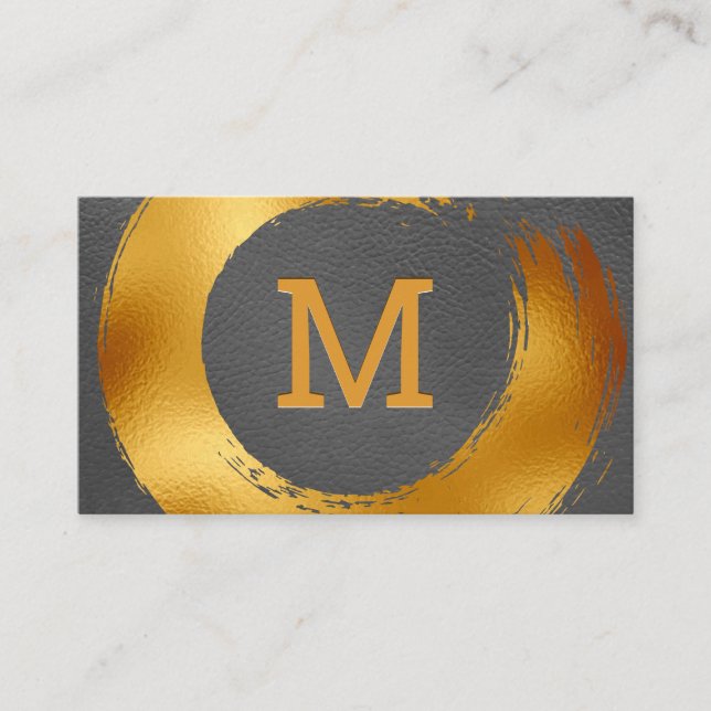Monogram | Cirkulär guldfjord Brushed Visitkort (Framsida)