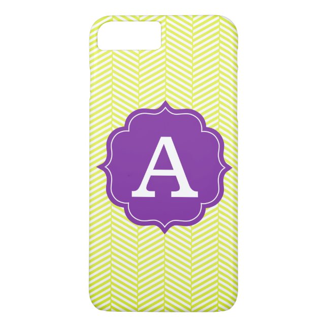 Monogram Citron Chevron med Lila Case-Mate iPhone Skal (Baksida)