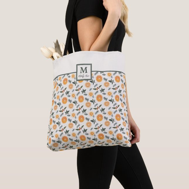 Monogram Citrus Hygge jul Tote Tygkasse (Närbild)