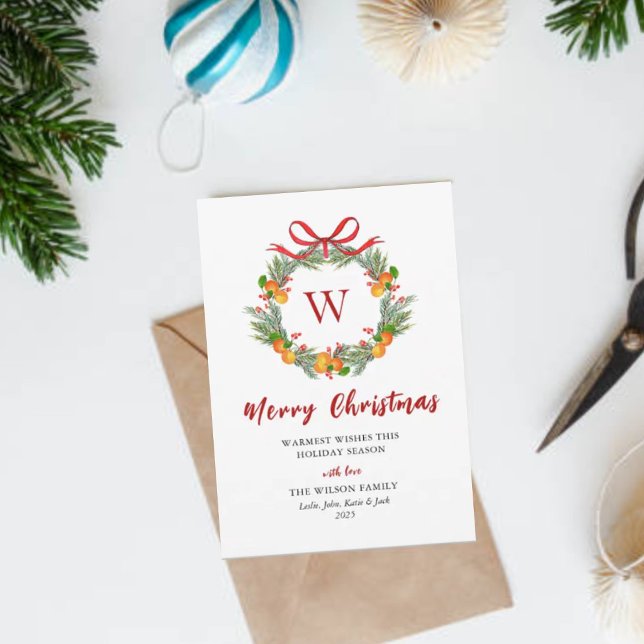 Monogram Citrus Krans Jul Ej Foto Julkort (Skapare uppladdad)