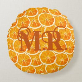 Monogram Citrus Orange Slice Dekorativ kudde