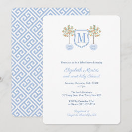 Monogram Citrus Träd Little Boy Shower Party Inbjudningar