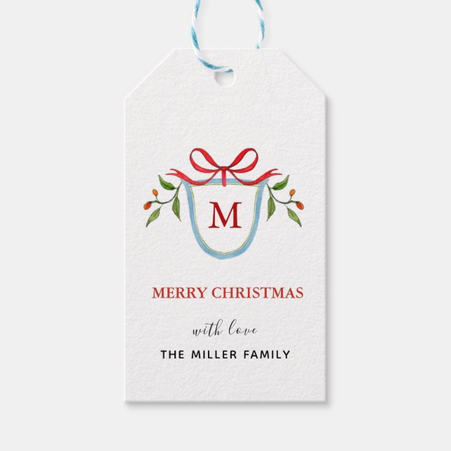 Monogram Citrus Vapensköld Helgdag Gift märkres Presentetikett (Framsidan)